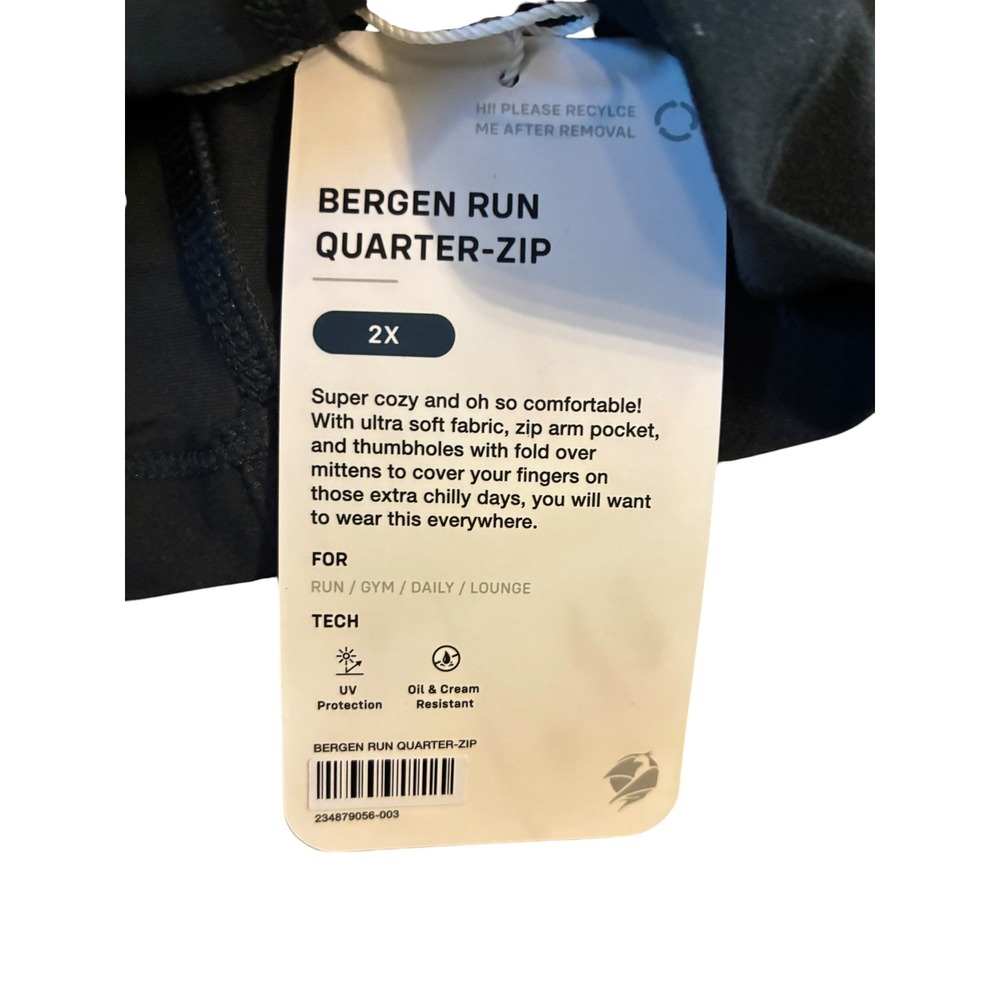 Phoenix Bergen Run Quarter-Zip Black Pullover UV Protection 2X - Picture 3 of 4